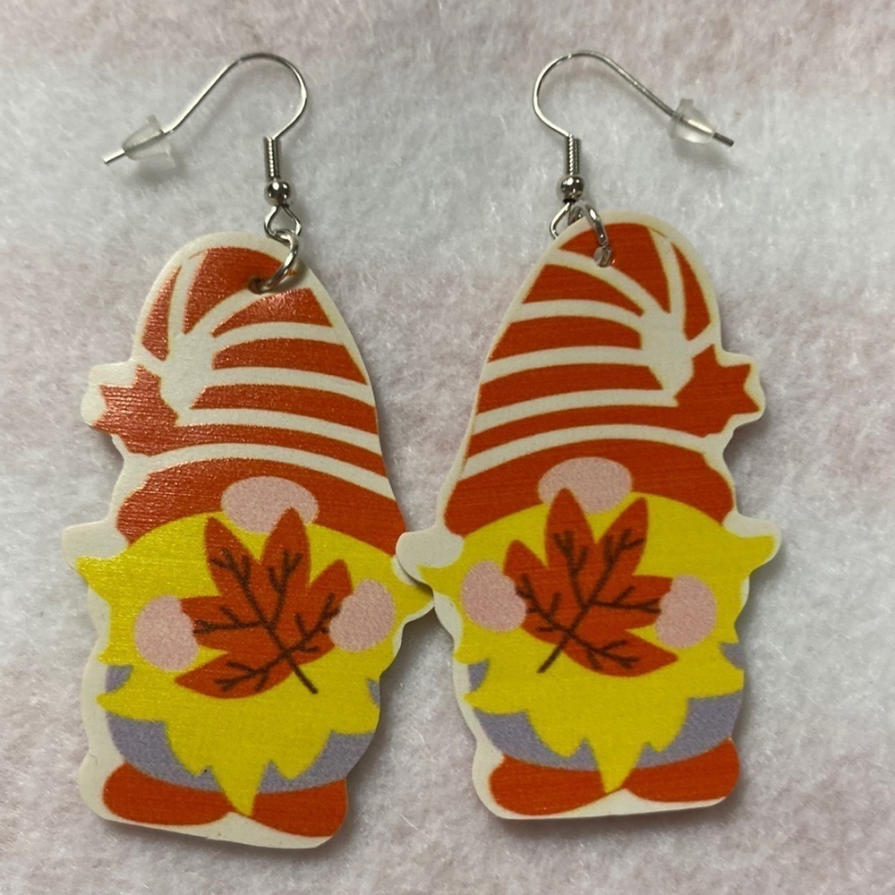 Faux Leather Gnome Earrings Print both sides ( CO)